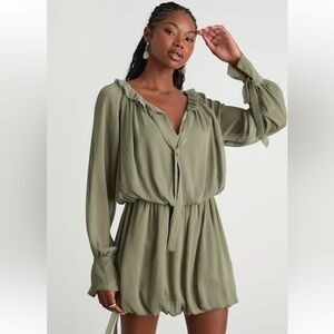 Lulu's Sage Green Long Sleeve Dress